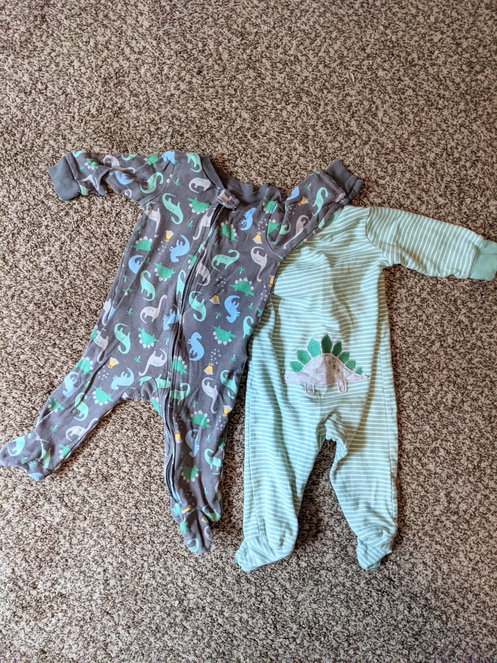 Bundle set lot of two dinosaur baby boy footies